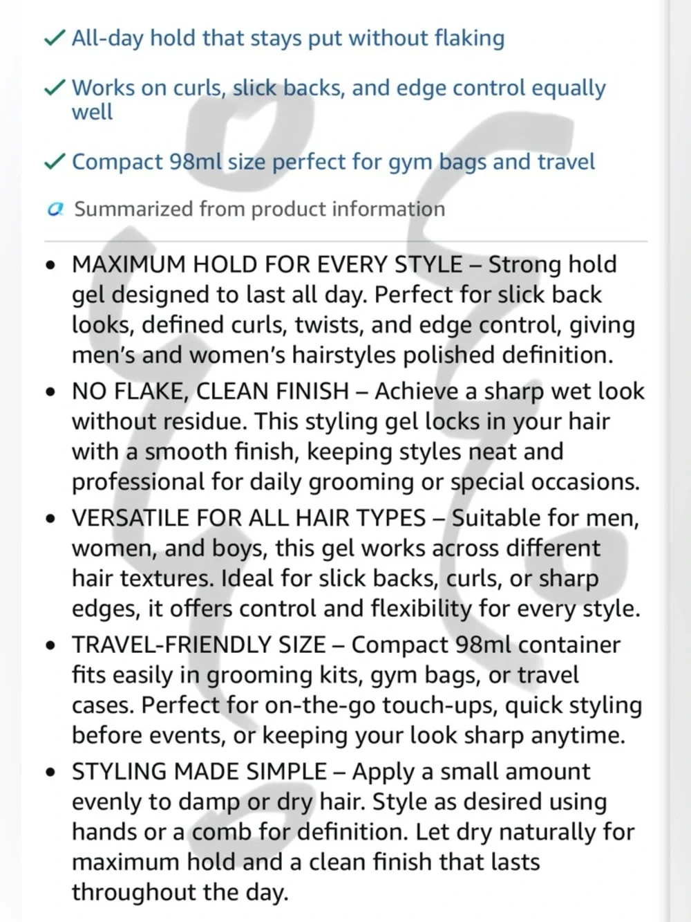 No Touch Hair Gel for Men and Women – Maximum Hold